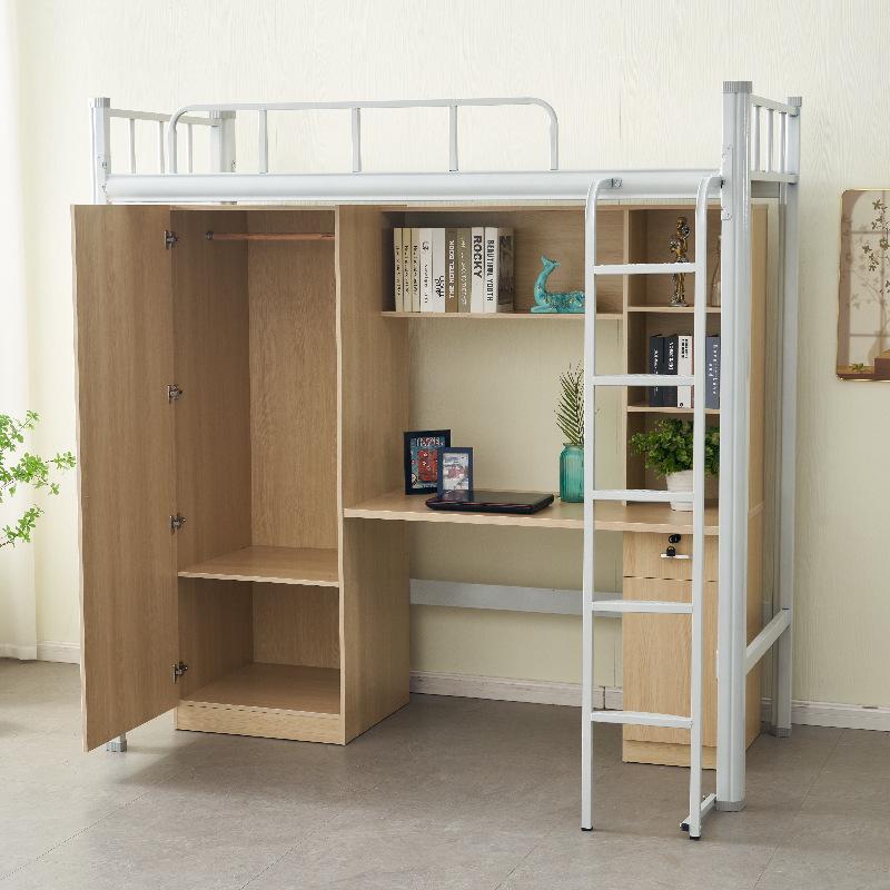 Iron Frame Loft Bed with Desk – Ideal for Dorms and Apartments