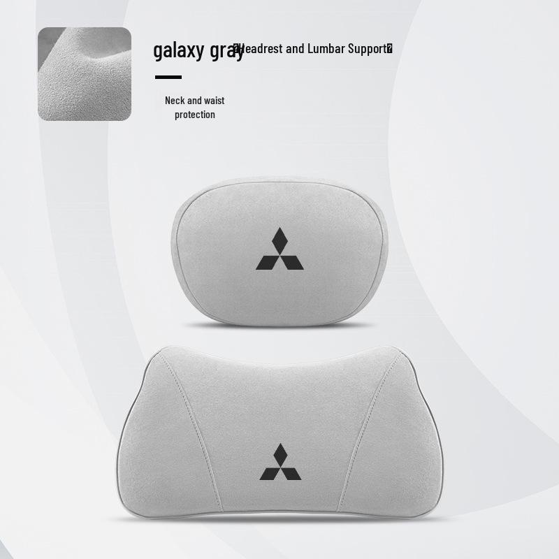 Mitsubishi Car Backrest & Neck Pillow: Compatible with Outlander, Pajero, ASX, Eclipse Cross.