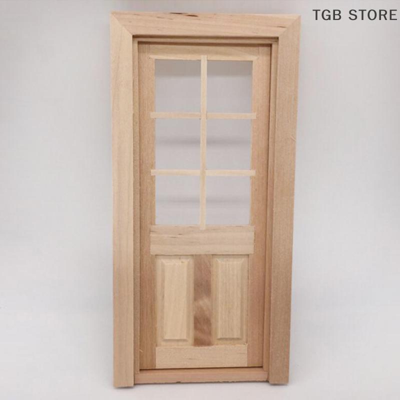 1Pcs Unpainted Wood Door 1/12 Dollhouse Miniature DIY Accessories Model Toys