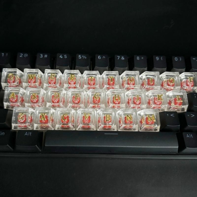 Ручная работа, прозрачные смоляные кейкапы с 3D буквами, универсальная высота OEM, для кастомных механических клавиатур