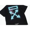 Off-White 2025 Лето Новинка Синий смайлик граффити нарисованные от руки буквы большой логотип принт Классическая футболка с коротким рукавом Парная футболка
