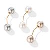 3Pcs Artificial Pearl Brooch Fashion Double Headed Pearl Looper  Cardigan Brooch Pin