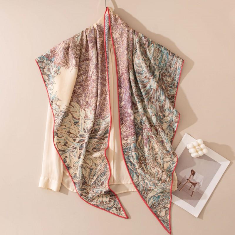 Double-sided Printed Silk Wool Scarf Elegant Triangle Shawl Office Sun Protection