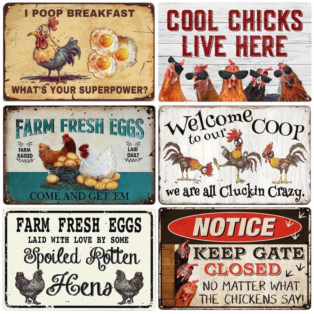 Crazy Chicken Coop Sign Retro Metal Welcome Plaque Funny Farmhouse Perfect For Henhouse Or Kitchen Ideal Farm Gift Wall Decor