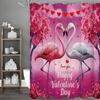 День святого Валентина Фламингово-розовая шторка для душа с деревом, Декоративная шторка для душа для ванной комнаты, Водонепроницаемая шторка для душа с крючками