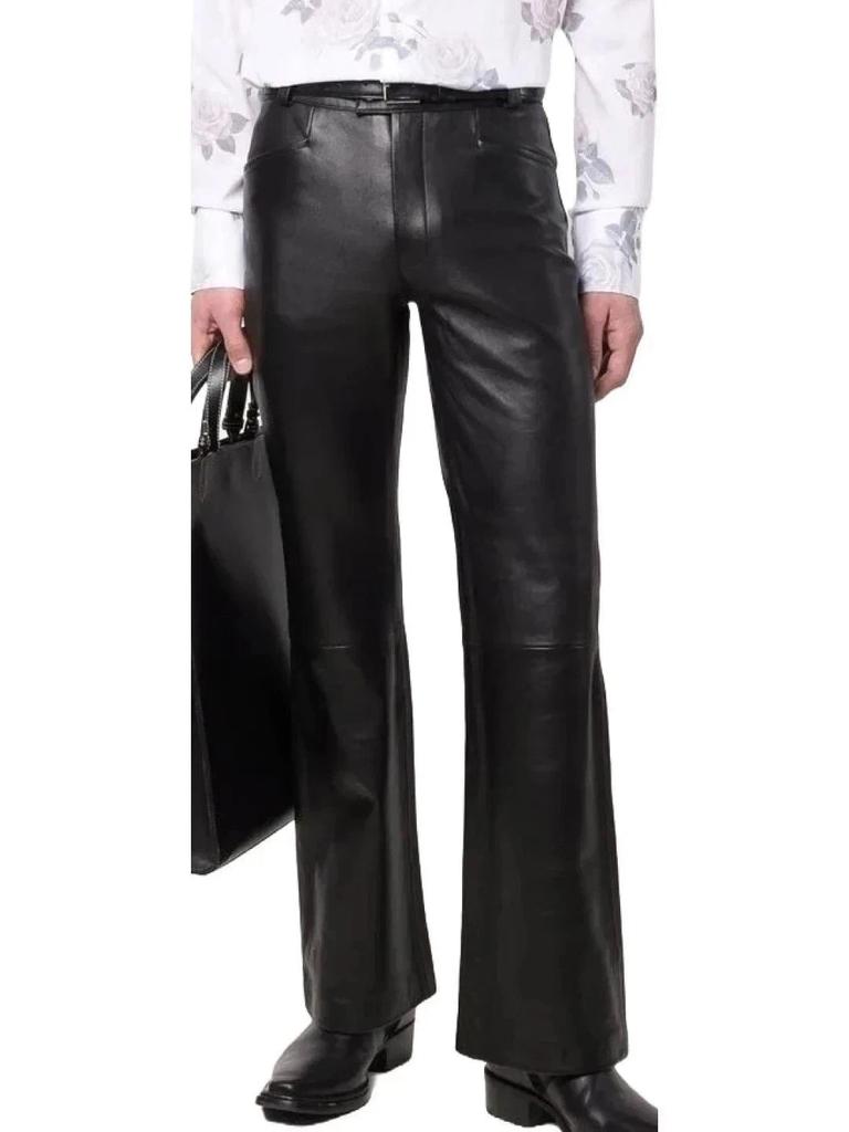 Men's Genuine Leather Black Pant Formal Office Wear Stylish Casual Leather Pant Lambskin