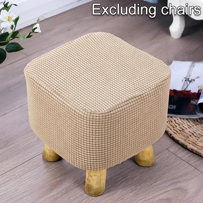 Footstool Slipcovers Home Decor Footrest Cover Washable Stretchable Anti-dust Waffle-Knit Square Round Stool Cover