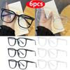 6pcs Square Myopia Glasses Frame Women Men New Oversized Brand Eyeglasses Frames Anti Blue Light Glasses