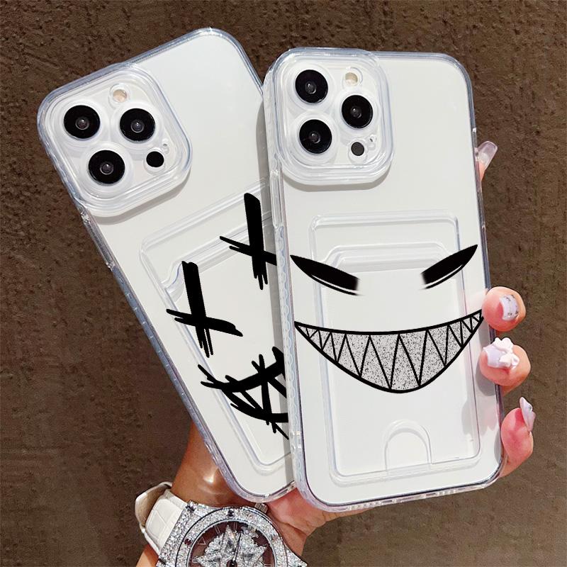 Card Slot Holder Silicone Wallet Pocket Case For iPhone 14 16 15 Max Infinix Note 30 Xiaomi 11T 13T 14T Samsung S23 S24 S25 Cover Clear Phone Bumper