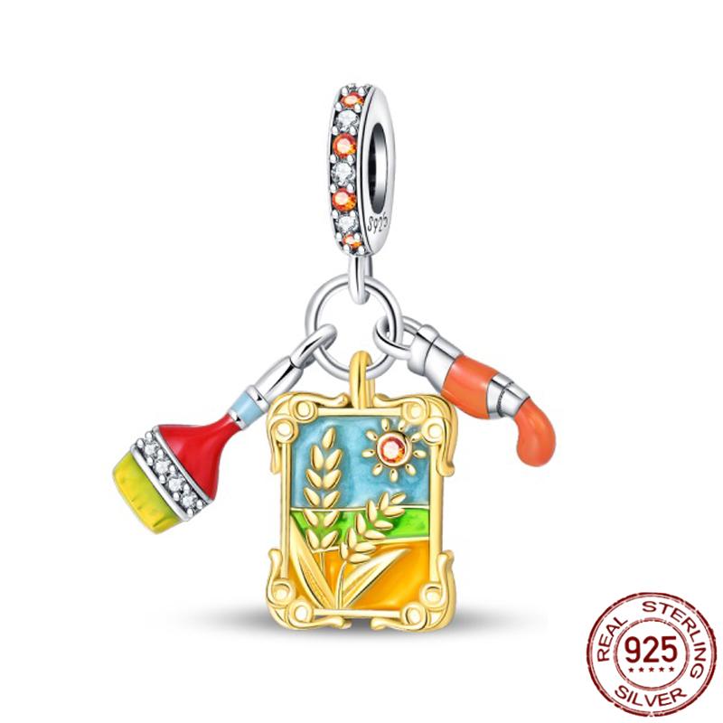 Copper Autumn Brown Music Squirrel Scarecrow Pumpkin Maple Leaves Charm Bead Women'S Bracelets Diy Jewelry Gift