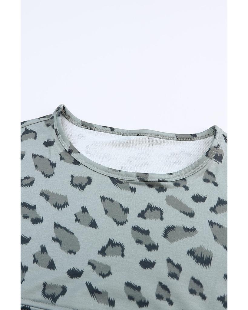 Azura Exchange Animal Print Stitching Loose Long Sleeve Top