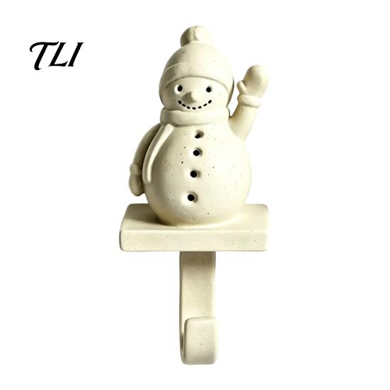 Door Hanging Hook Christmas Snowman Stocking Hook, Wall Mounted Decorative Holder, Home Festive Entryway Organizer Storage for Fireplace Towels