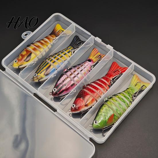 Realistic Fish Patterns 5Pcs/Set Hard Fishing Lures, Bass Baits with Metal Reusable Hooks, Lures for Anglers Freshwater Saltwater Effective Bait