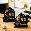 Черно-золотой календарь обратного отсчета Рамадан с деревянной подставкой, DIY календарь Адвента, сменное акриловое настольное украшение, подарок