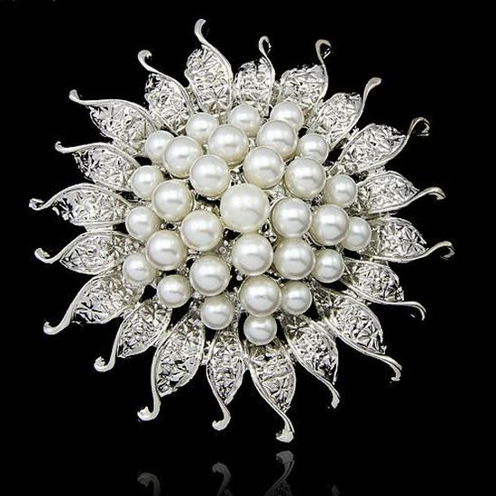 Элегантная Брошь-Подсолнух из Сплава с Жемчугом - Горячая Распродажа Женская Свадебная Брошь B893