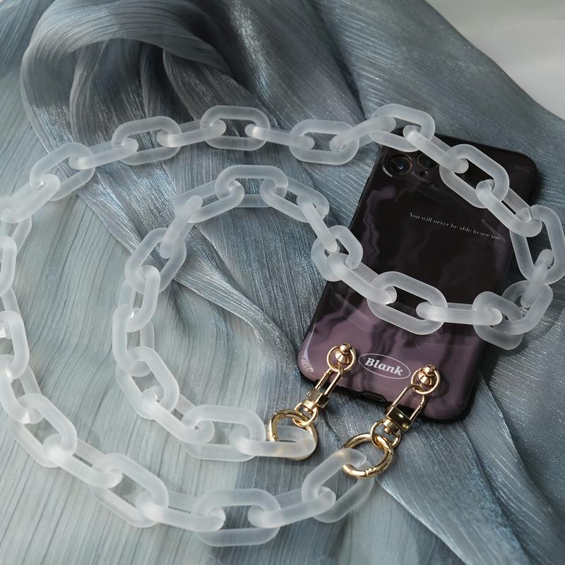 Новый аксессуар для телефона, цепочка со съемными деталями, матовая белая кожа через плечо из смолы, роскошный ремешок, чехол для телефона, цепочки, ярко-неоновая акриловая цепочка на плечо