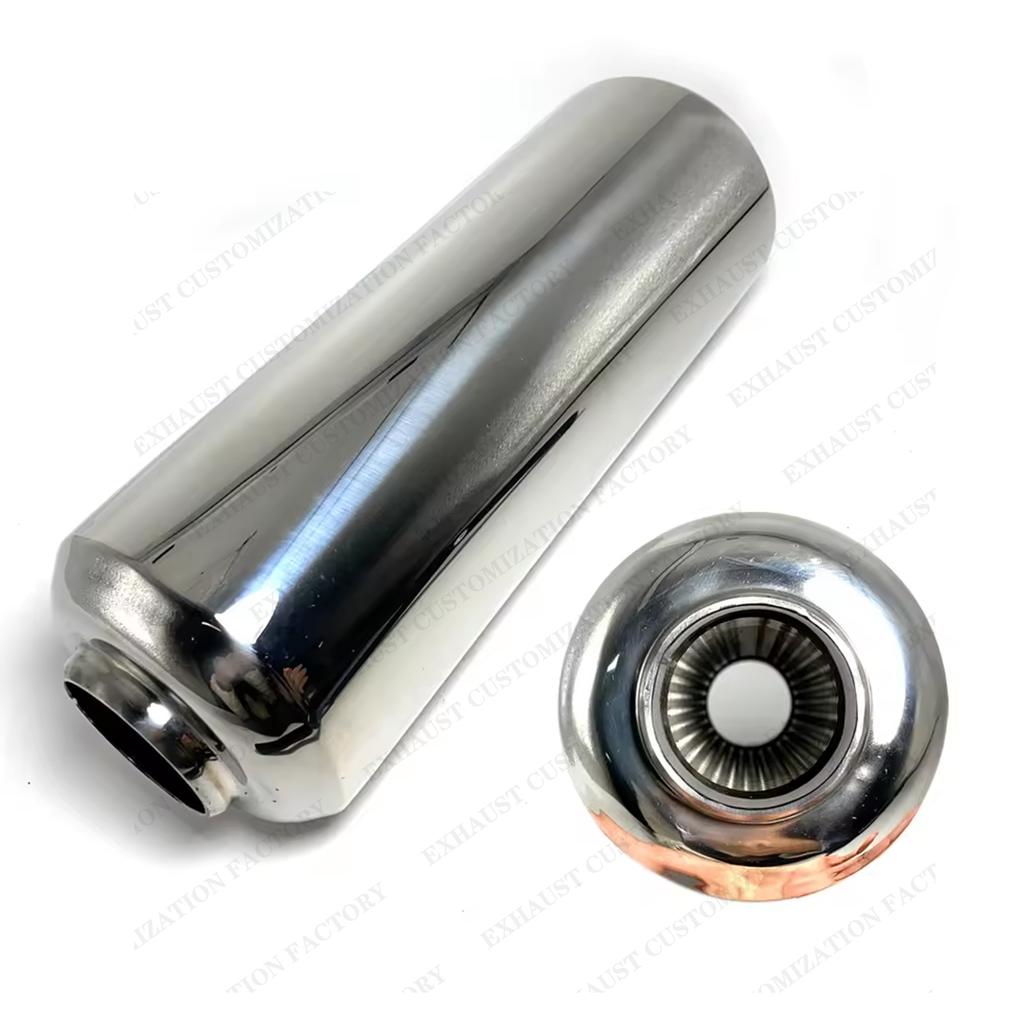 Performance Exhaust Resonator 63mm Inlet Outlet Muffler 304 Stainless Steel Spiral Surface Exhaust System DIY Car Accessories