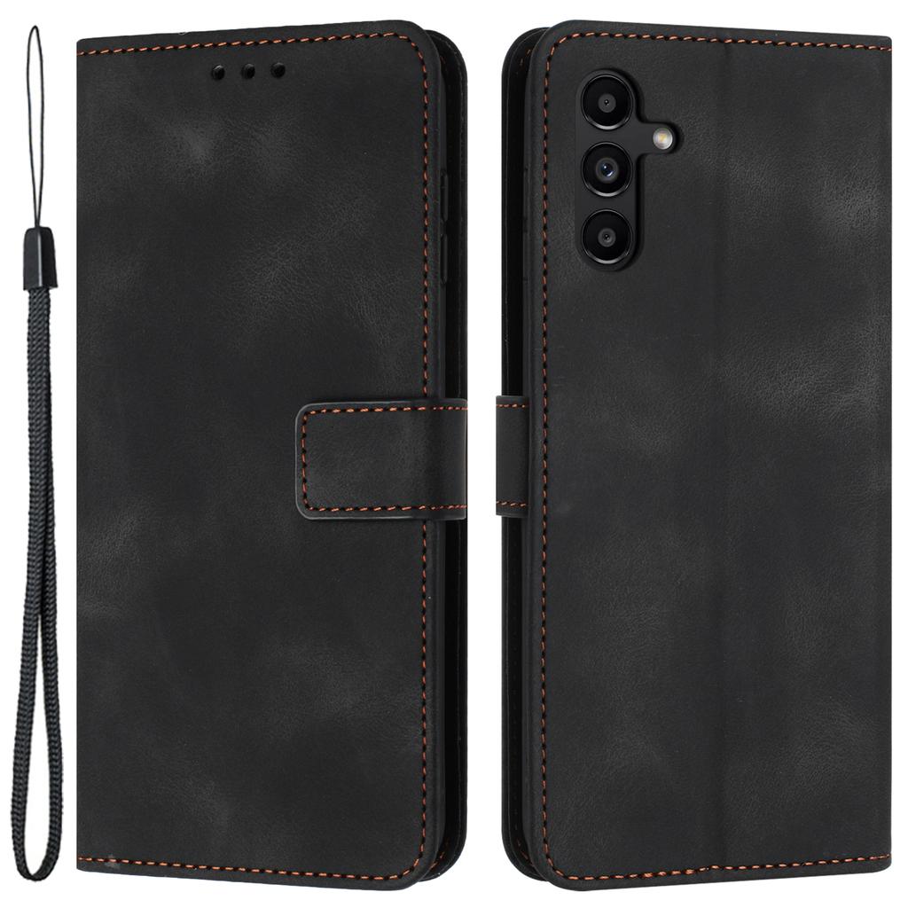 For Samsung Galaxy A34 5G Leather Case Solid Color Stand Wallet Cellphone Shell