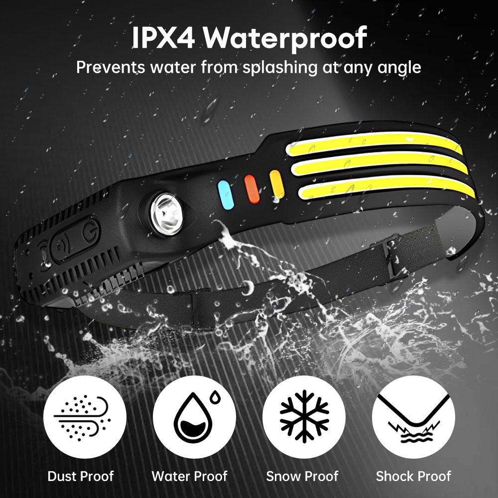 New Multimode LED COB Sensor Headlight Built-In Battery USB Rechargeable Waterproof Headlamp Outdoor Camping Fishing Lantern