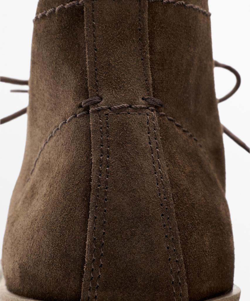 Massimo Dutti Split Suede Stitch Detail Bootie Shoes