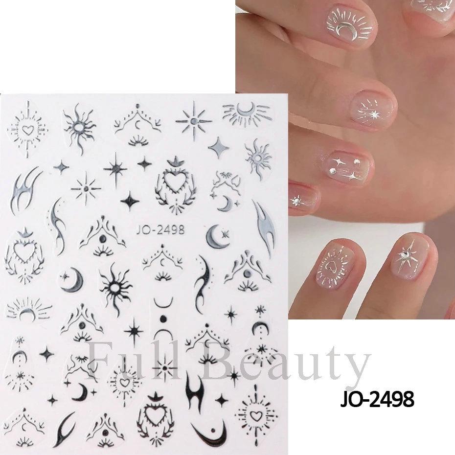 Лазерные наклейки для ногтей, бабочка, сердце, звезда, дизайн, клейкие слайдеры, наклейки для дизайна ногтей, маникюрные украшения