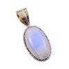 Натуральный Радужный Лунный Камень 925 Пробы Серебро Двухцветная Подвеска 1.25'' Z1L69