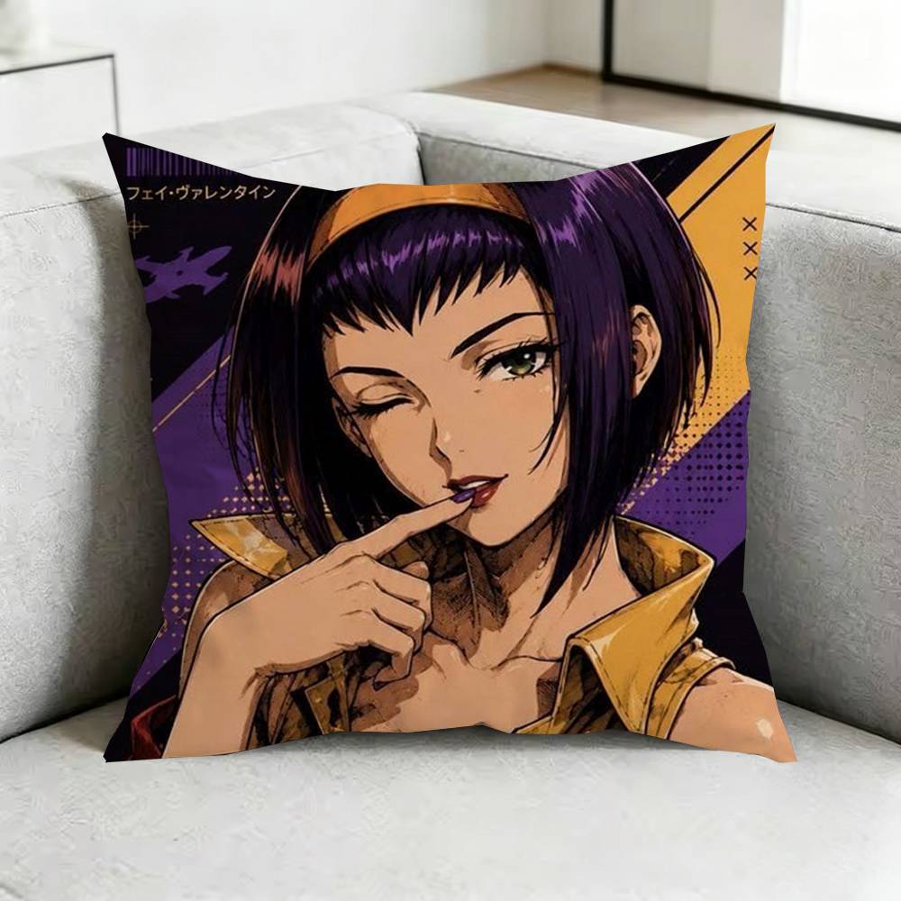 CCowboy Bebop Faye Valentine Pillow Case Square DoubleSided Sofa Cushion Cover Bedroom Bedside Pillow Gift