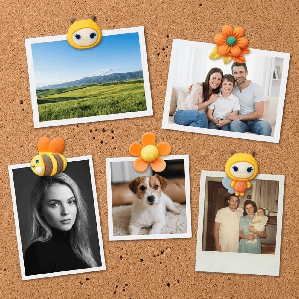 30Pcs Portable 3D Bee Flower Push Pins DIY Reusable Thumb Tacks Multifunctional Creative Board Thumbtack Office School Supplies