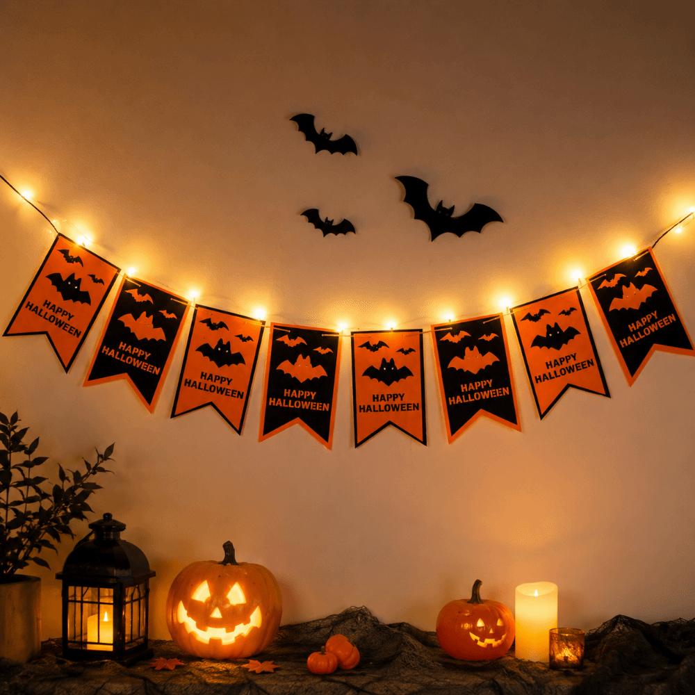 Halloween Flag Halloween Light-Up Banner Creative Party Banner String Light Haunted House Decor