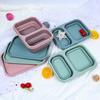 Silicone Divided Lunch Box Yellow/Pink/Green/Blue/Purple/Khaki 24*17.5 CM Collapsible Lunch Box Silicone Folding Lunch Box Kid