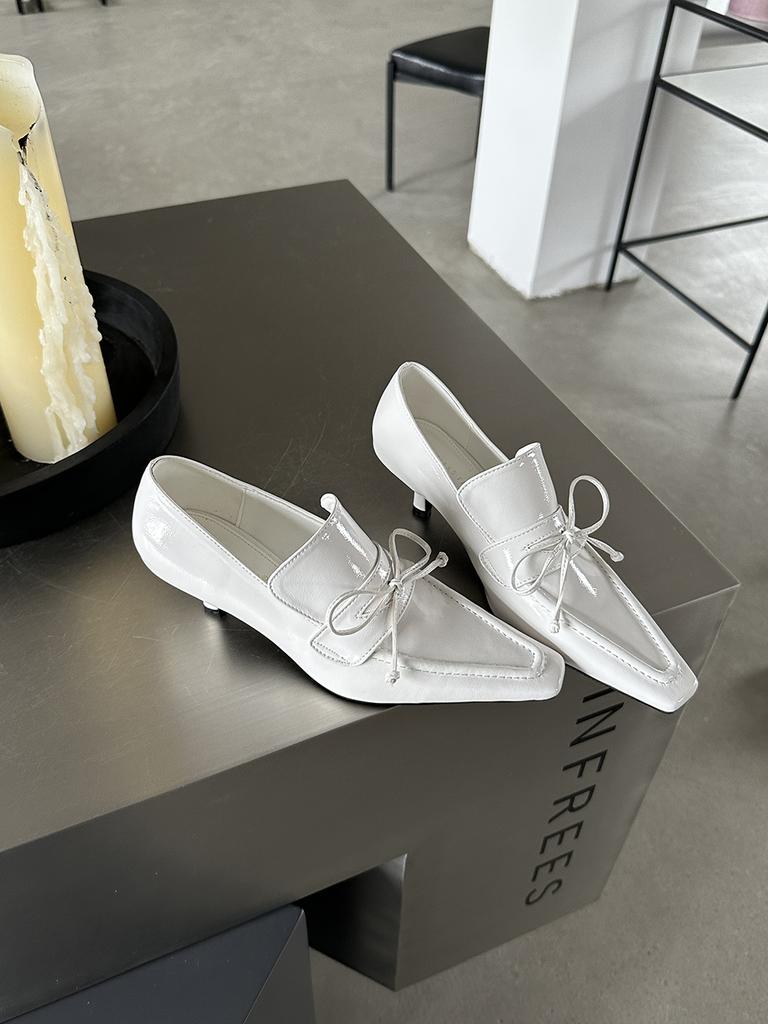 Fashion Round Toe Women Pumps Shallow Slip On Thin High Heels Bow Design Stiletto Dress Shoes Fashion Party Pumps 2024 News 35-39