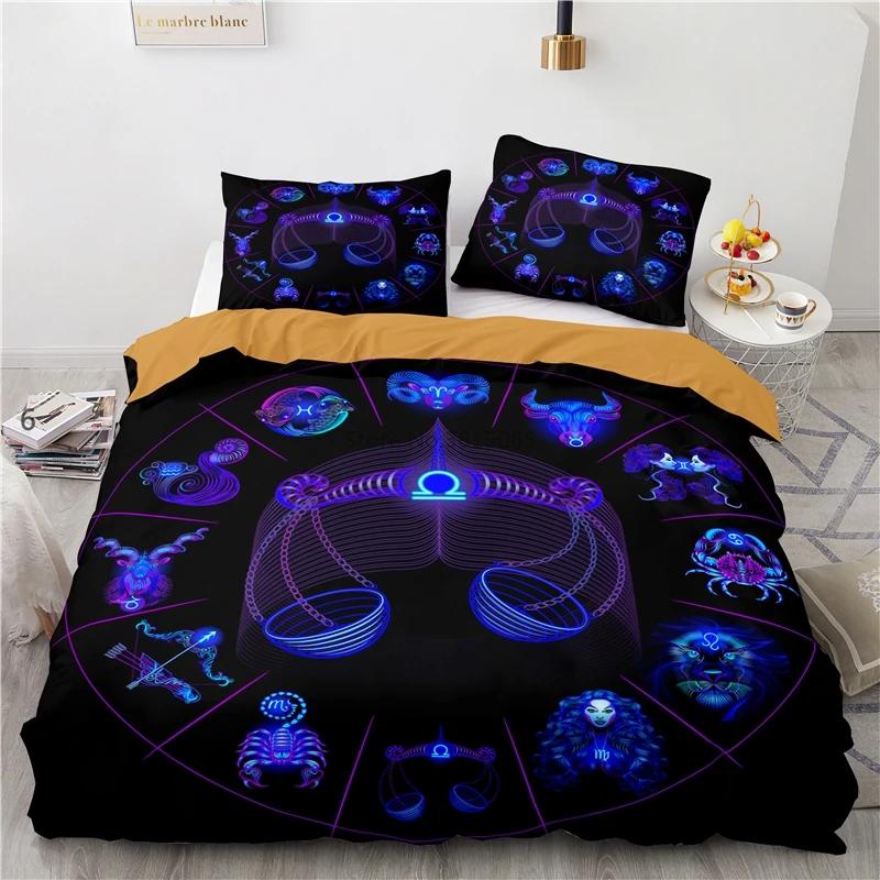 Zodiac Constellation Starry Sky Printed Duvet Cover Set Pillowcase 3d Bedding Set Europe/Australia/USA Twin Full Queen King Size