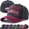 Унисекс washed cotton cap Винтажные бейсболки Вышивка букв TEXAS Повседневная для активного отдыха и спорта Кепка-папа Для мужчин и женщин