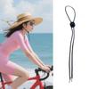 Black Removable Hat Chin Cord Set Adjustable Strap With Spring Stop Lock For Windproof Protection
