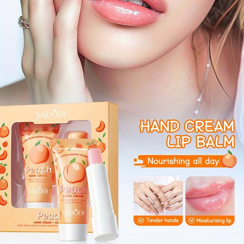 Набор средств по уходу за кожей Peach Skincare Set — питательный и увлажняющий крем для рук и бальзам для губ — мягкая кожа на весь день. Праздничные подарки