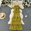 Women Summer Dress Sweet Chiffon Suspender Temperament French Gentleness Elegant Feeling Ruffle Cake Fairy Dress D3227