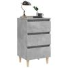 Nightstand with Solid Wood Legs Concrete Grey 40 x 35 x 69 cm