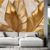 Wallpaper Gold Leaves On Marble Background Abstract