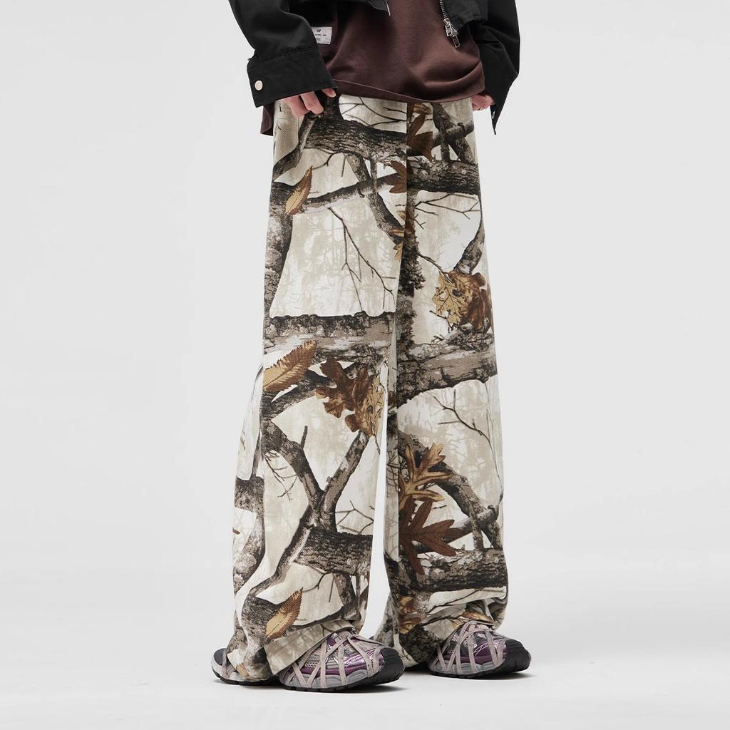 branches Graffiti full of camouflage jeans spring and autumn new loose straight wide-leg trousers
