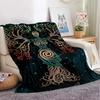 Owl Celtic Viking Blanket Tree of Life Wiccan Flannel Blanket Soft Warm Blanket Couch Bed Chair Decor for Family Camping Gifts