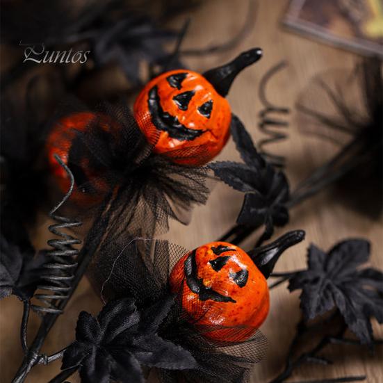 Украшение на елку из тыквы на Хэллоуин, реалистичный искусственный цветок, жуткий черный кленовый букет из тыквы, настольное украшение для домашнего офиса