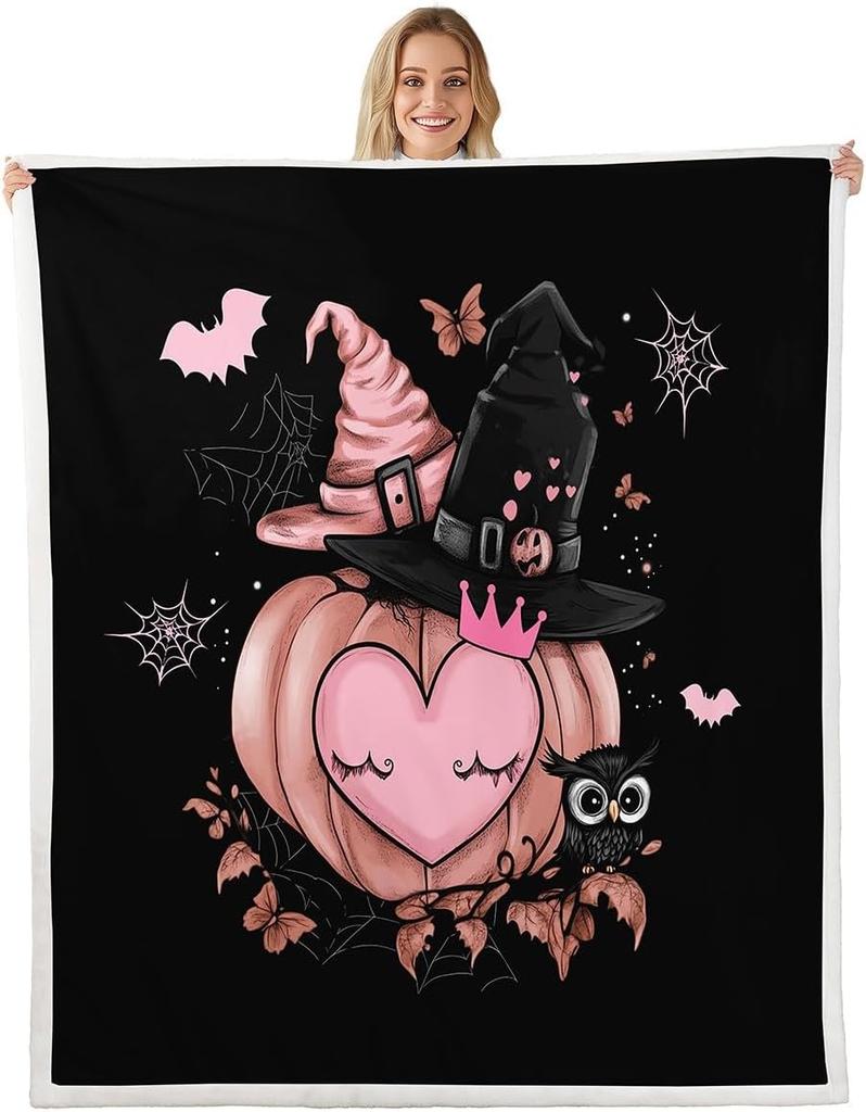GUOYU Blanket Gothic Skull Fleece Blanket Baby Happy Halloween Sherpa Blanket Ghost Skull Goth Fuzzy Plush Throw for Adults Men WomenHorror