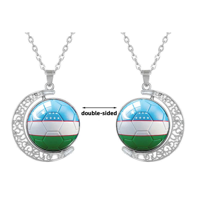 1Pc 2026 World Cup 48 Countries Flag Rotating Moon Necklace, Football Fan Support Pendant