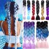 Pre Stretched Synthetic Gradient Color Long Twist Braids Ponytail Hair Extension Cosplay Wig