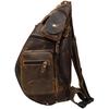 Мужская кожаная сумка кроссбоди Luufan, Ретро сумка на каждый день, Большая вместимость, Натуральная кожа, Коричневый