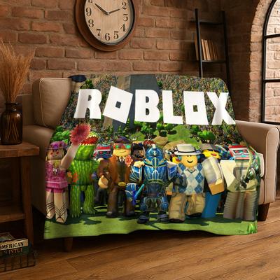 Мультяшное одеяло из фланели для игры R-Robloxs, мягкое и теплое плед-покрывало для спальни, гостиной, кровати, путешествий, кемпинга, пикника, подарок