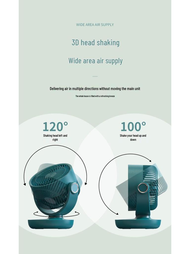 Amiqoo Rechargeable Oscillating Desktop Air Circulator Fan