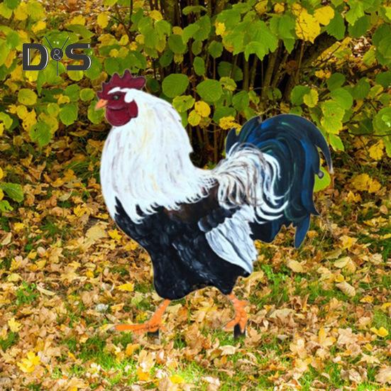 Металлический колышек для сада в виде петуха, устойчивый к погодным условиям, прочный, для наружного использования, патио, двора, газона, реалистичный, железный колышек для петуха, украшение