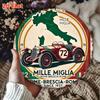 High Definition Metal Tin Sign Mille Miglia  Vintage Race Car RomeBresciaRome Round Wall Art Decor for Auto Enthusiasts Ga