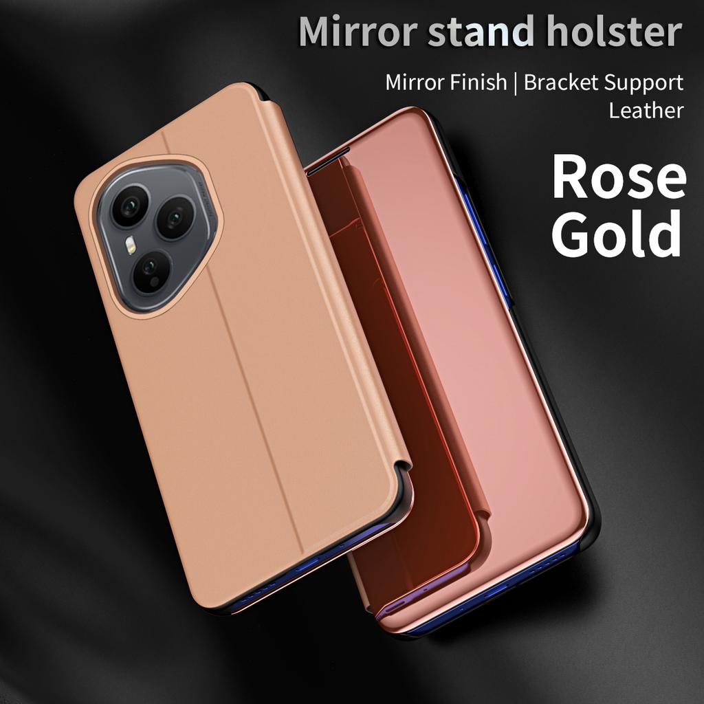 Mirror Folding Stand Cases For Honor 400 Pro Flip Leather Kickstand Phone Case For Honor 200 400 Lite 300 Pro Full Cover Bumper